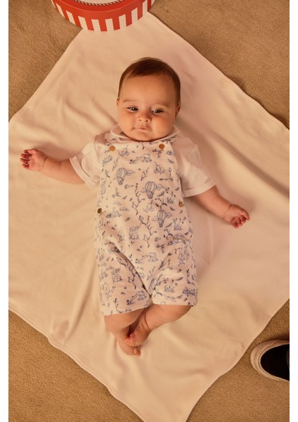 Salopet & Nakışlı Body Seti - Toile De Jouy / Mavi fiyatları
