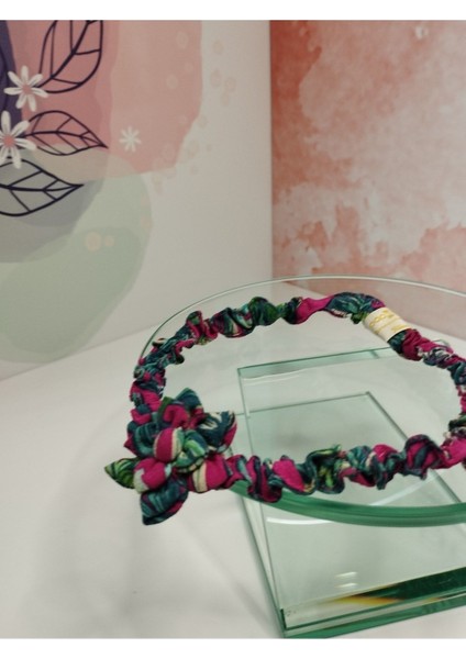 Çiçek Desenli Saç Bandı - Pembe - Organik & El Yapımı fiyatları
