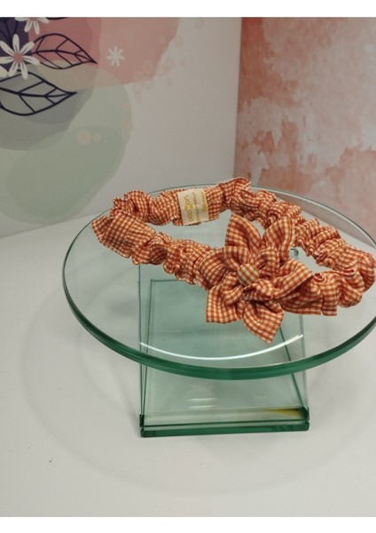 Çiçek Motifli Saç Bandı - Turuncu - Organik & El Yapımı