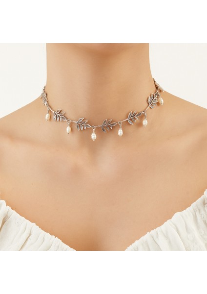 Antik Gümüş Kaplama Kadın Choker Kolye – Gerçek Inci Detaylı Şık Takı, Günlük ve Özel Kullanım fırsatları