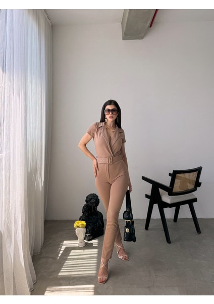 Yakalı Beli Kemerli Tulum fırsatları