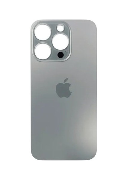 Uyumlu Iphone 15 Pro Arka Kapak Lazer Kesim ( Pil Kapağı ) Cam - Naturel Titanyum