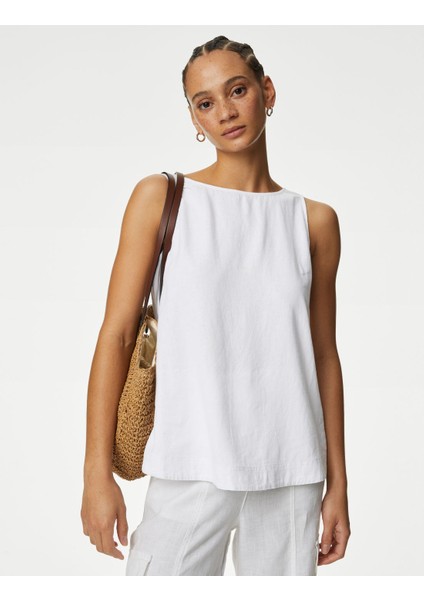 Yuvarlak Yaka Keten Bluz modelleri