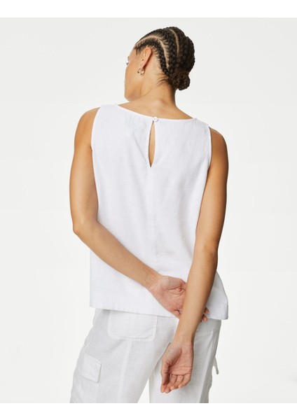 Yuvarlak Yaka Keten Bluz fiyatları