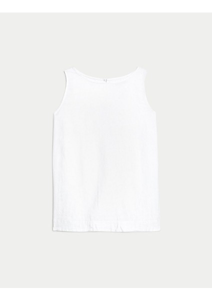 Yuvarlak Yaka Keten Bluz fırsatları