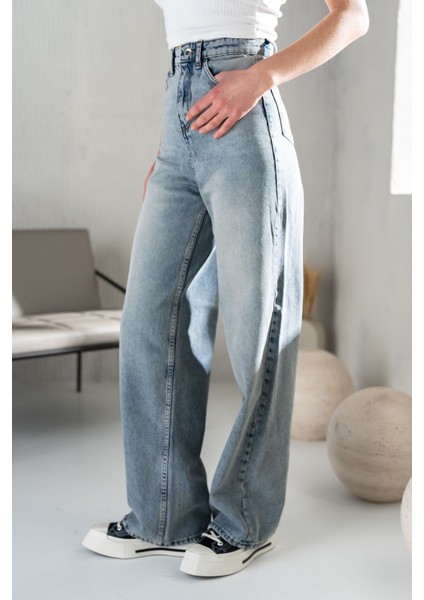 Kadın Mavi Baggy Jeans Yüksek Bel modelleri