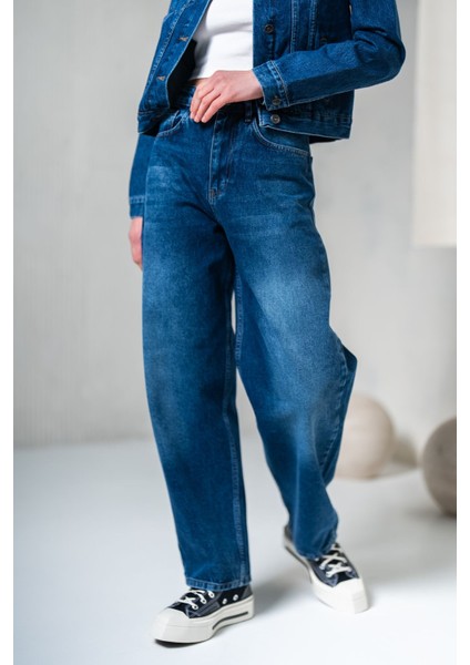 Kadın Lacivert Skater Jeans Yüksek Bel modelleri