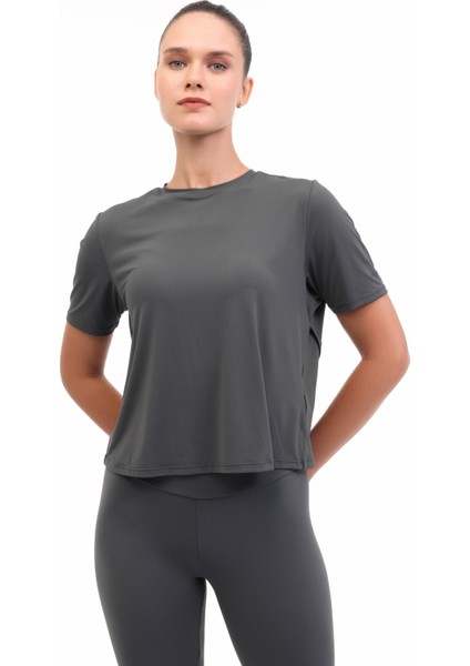 Wl 11UUR24DP3300 Yog 5pr Antrasit Kadın Kısa Kol T-Shirt