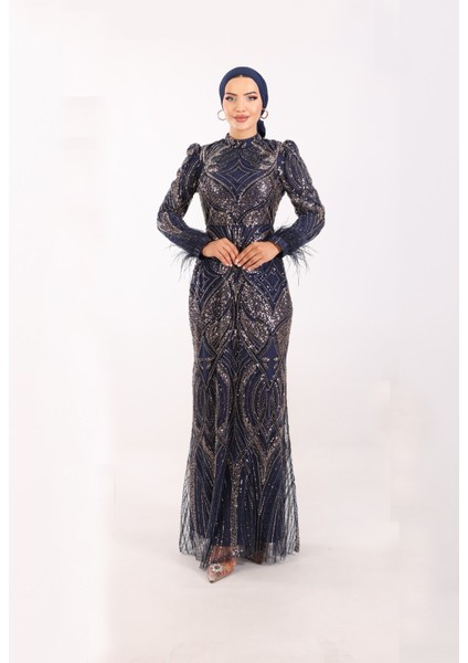 Siyah Payetli Tüy Detaylı Uzun Tesettür Abiye – Özel Gün, Düğün, Nişan, Mezuniyet Elbisesi fiyatları