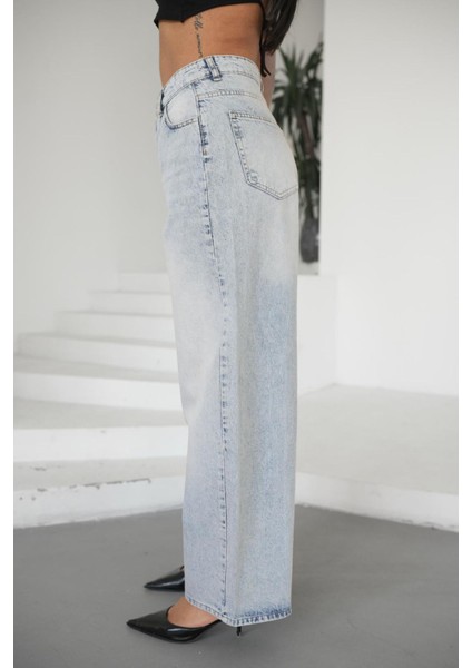 Kadın Mavi Baggy Pantolon Balon Jeans Yüksek Bel modelleri