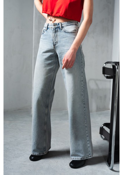 Kadın Mavi Yüksek Bel Baggy Pantolon Jeans modelleri