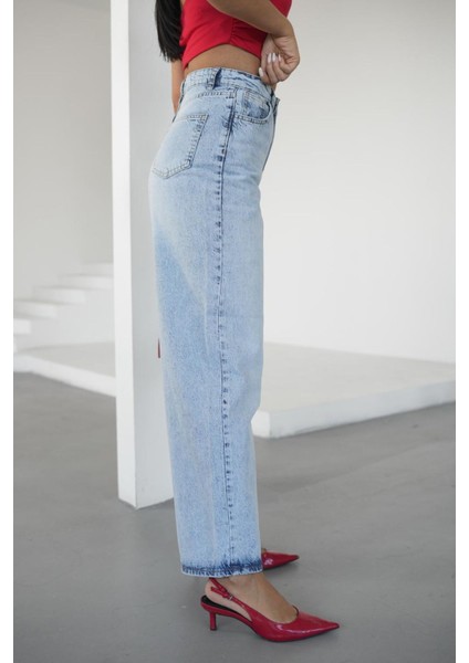 Açık Mavi Kadın Skater Jeans Bol Pantolon modelleri