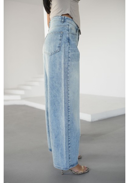 Kadın Buz Mavisi Baggy Jeans Yüksek Bel indirimleri