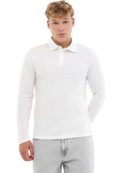 MB SN329 Ukol Polo 5pr Beyaz Erkek Uzun Kol T-Shirt