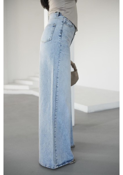 Açık Mavi Kadın Baggy Elephant Leg Kot Pantolon modelleri