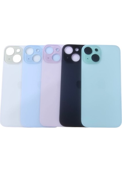Uyumlu Iphone 15 Arka Kapak Lazer Kesim ( Pil Kapağı ) Cam - Pembe