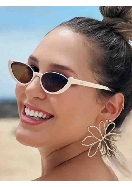 CBP180 Gcci Beyaz Yarım Çerçeve Zarif Şık Güneş Gözlüğü.