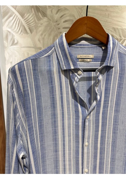 Erkek Uzun Kollu Çizgili Mavi Yazlık Gömlek 6090-16 fiyatları