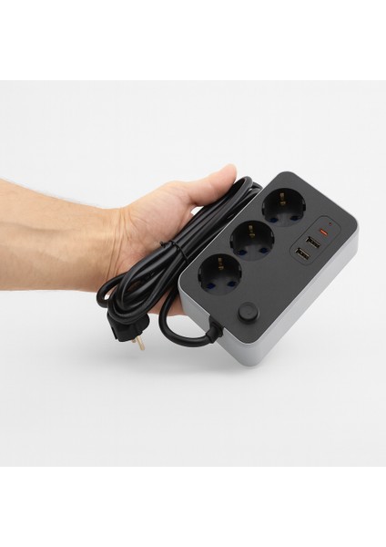 3 Prizli 3 USB Girişli Çocuk Akım Korumalı Topraklı Golyat Grup Şarj Fiş Priz 2 Metre Uzatma Kablosu fırsatları