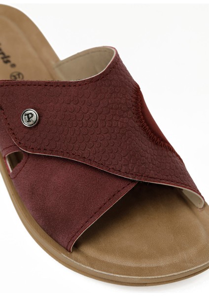 609008.Z5PR Bordo Kadın Dolgu Topuk Terlik