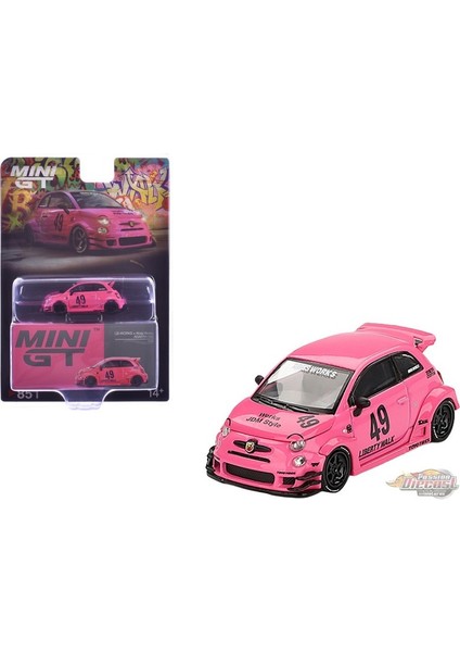 1:64 Abarth 595 Lb Works x Abas Works Pink Blister Paket Diecast Model Araba
