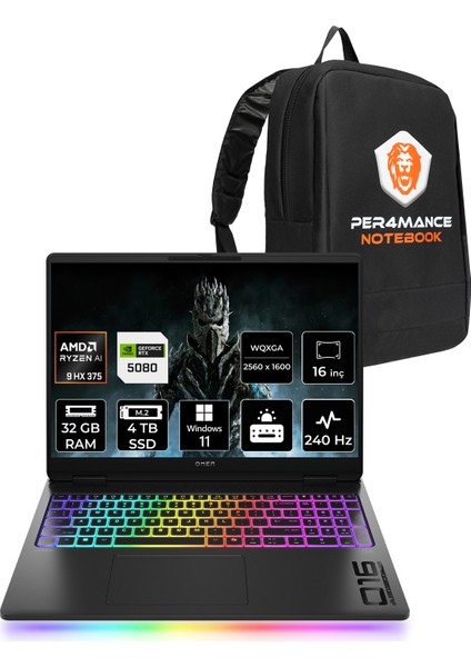 Omen Max 16 Amd Ryzen Aı 9 Hx 375 32GB 4tb SSD RTX5080/16GB 16" Qhd+ 240Hz Windows 11 Home Taşınabilir Bilgisayar & Per4 Çanta BG2U9EAPN371 fiyatları