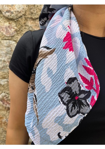 Açık Mavi Zemin Çiçek Desenli Yazma – Pamuk Dokulu Rahat Kullanım modelleri