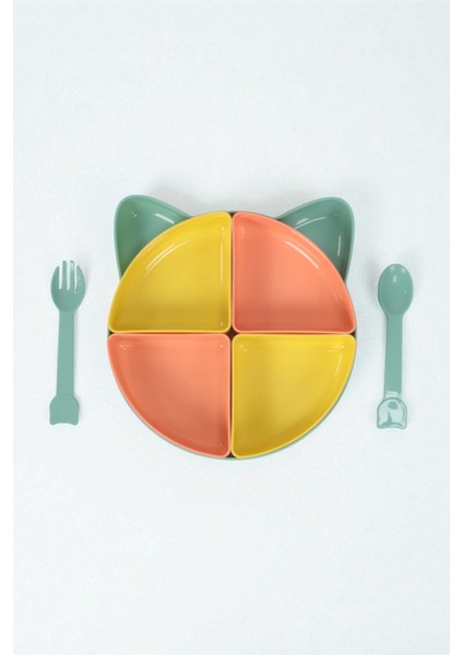 Kitty 7 Parça Kedicik Model Çocuk Bebek Çatal Kaşık Tabak Yemek Beslenme Seti Mama Tabağı - Sarı modelleri