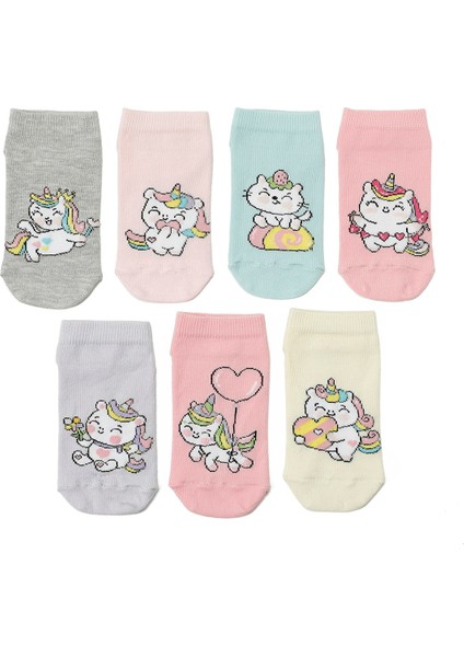 CATY 7 LI PTK-G 5PR PEMBE MULTI Kız Çocuk 7 Li Çorap