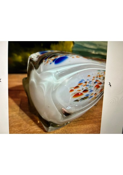 Murano Vazo 39 cm Boyunda - Üst Kenar Kısmında Çok Belli Olmayan Ufak Bir Atık Mevcuttur