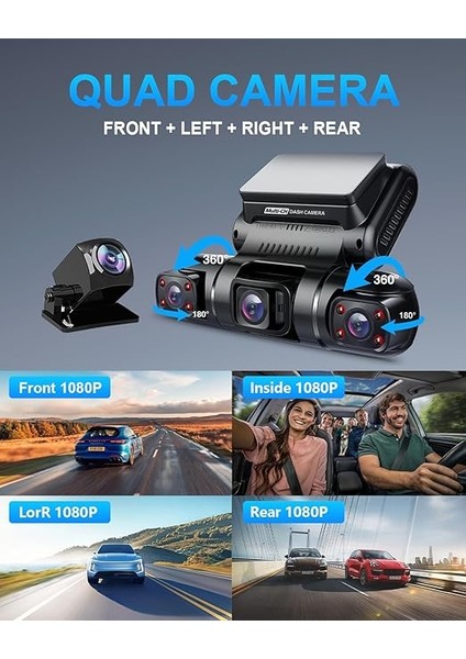 RV-İX19 – 4 Kameralı 1080P Araç Dvr, Gps/wifi Destekli, 360° Görüşlü, Microsd Destekli Sistem fırsatları