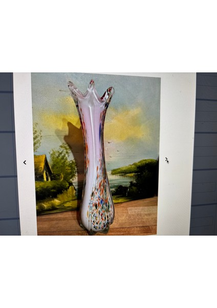 Murano Vazo 39 cm Boyunda - Üst Kenar Kısmında Çok Belli Olmayan Ufak Bir Atık Mevcuttur