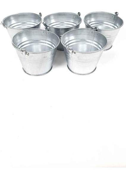 5'li Çok Amaçlı Dekoratif Galvaniz Saksı Kova Seti