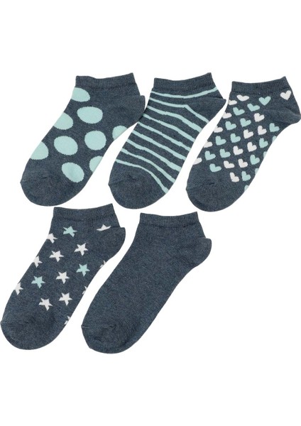 KALP 5 LI PTK-W 5PR Mavi Kadın 5'li Patik Çorap