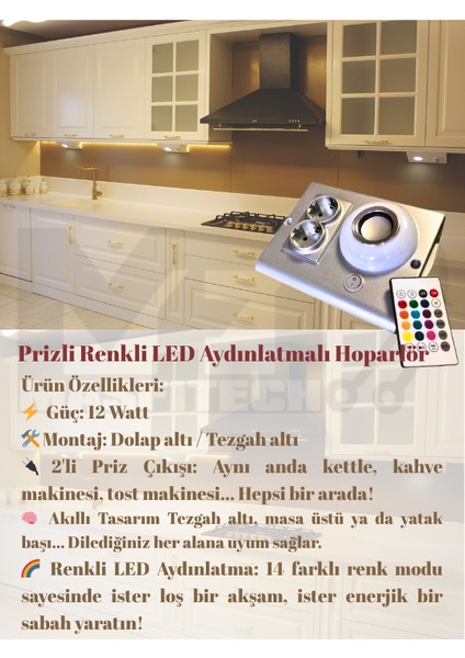 Dolap ve Tezgah Altı Bluetooth Müzik Çalar Prizmatik Venüs Kablolu (5 Metre) modelleri