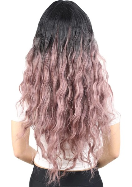 Perçemli Uzun Su Dalgası Fiber Sentetik Peruk- Siyah - Gül Kurusu Ombreli fırsatları