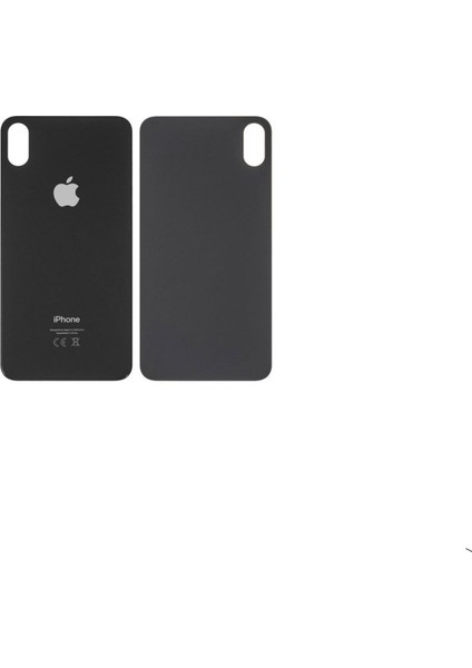 Uyumlu Iphone Xs Max Arka Kapak Lazer Kesim ( Pil Kapağı ) Cam - - Siyah