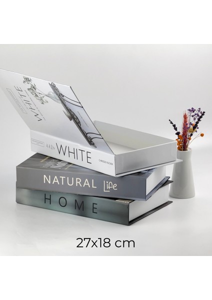 3 Lü Kitap Görünümlü Dekoratif Kutu Seti, Iskandinav Tarz Modern Ev Dekorasyonu, Ofis Kütüphane Dekorasyonu, Hediye Fikirleri