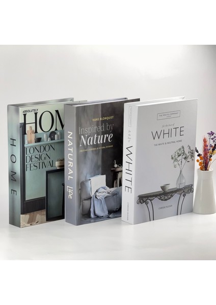 3 Lü Kitap Görünümlü Dekoratif Kutu Seti, Iskandinav Tarz Modern Ev Dekorasyonu, Ofis Kütüphane Dekorasyonu, Hediye Fikirleri modelleri