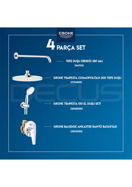 Bauedge Ankastre Duş Seti 27541001 + 26406001 + 29039001 + UMT03