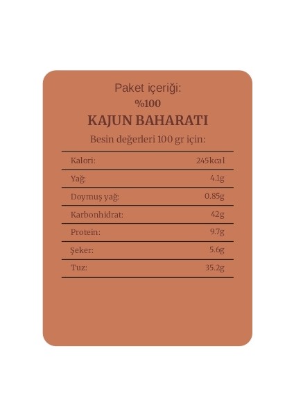 Kajun Baharatı 70 gr modelleri