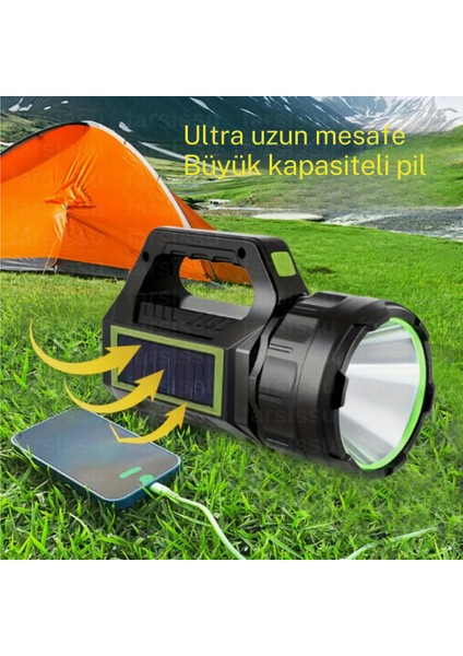 GK-T95 5 Adet 30W Uzun Menzilli Solar Panelli Powerbank USB Çıkış S.o.s Lu Ultra Güçlü Ledli Şarjlı Feneri modelleri