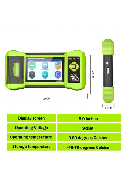Jdiag M300 Motosiklet Arıza Tespit Cihazı 5.0 Inç Ekran (Sadece Tespit Cihazı) 9-18V indirimleri