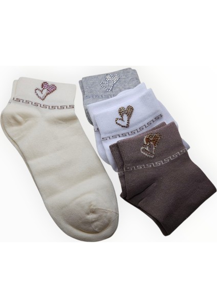 4 Çift Nakışlı Dikişsiz Bayan Çorap fiyatları