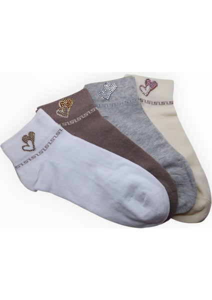 4 Çift Nakışlı Dikişsiz Bayan Çorap modelleri
