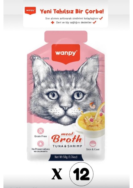 Ton Balıklı & Karidesli Kedi Çorbası 50 g x 12 Adet
