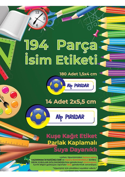 Okul Etiketi, Kalem Defter Etiketi, FB Defter Etiketi - 194 Adet Kuşe Sticker