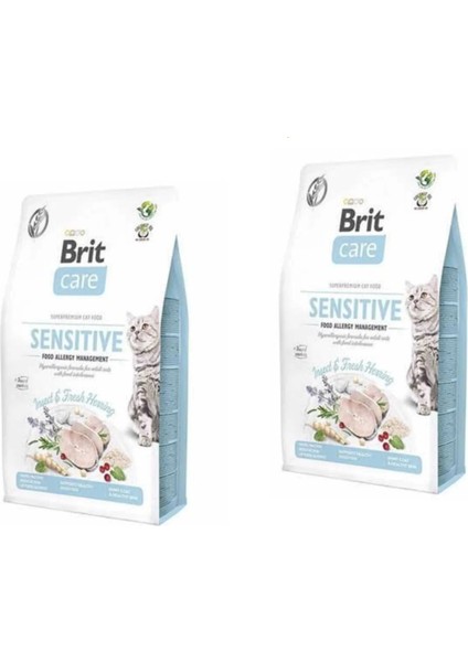 Care Senstive Ringa Balığı ve Böcekli ,beslenme Alerjisi Önleyici Kedi Maması 2 kg x 2 =4 kg