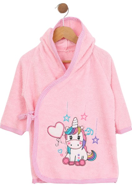 %100 Pamuk Kapüşonlu Bebek Çocuk Bornoz Havlu Pembe fırsatları