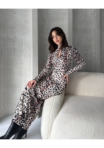 Öpücük Yaka Maxi Boy Desenli Elbise modelleri